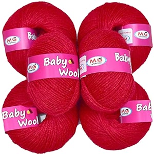 mg enterprise 100 acrylic wool red 12 pc baby wool 4 ply wool ball hand knitting woolart craft soft fingering crochet hook yarn-ra art-ea