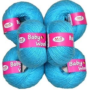 mg enterprises baby wool for knitting  sky blue pack of 12  craft crochet yarn  needle thread for crafting  100 soft acrylic wool  soft fingering crochet flexible amp durable  25g each
