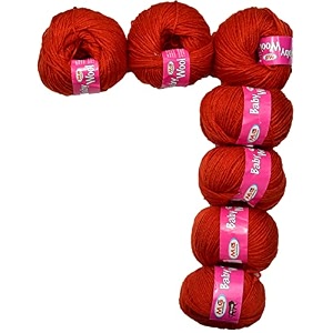 mg enterprise 100 acrylic wool rust 7 pc baby wool 4 ply wool ball hand knitting woolart craft soft fingering crochet hook yarn-ae art-ib