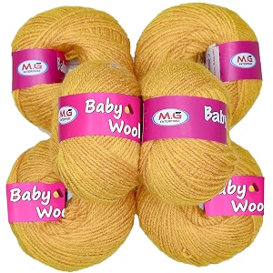 mg enterprise 100 acrylic wool mustard pack of 6 baby wool wool ball hand knitting woolart craft soft fingering crochet hook yarn needle knitting yarn thread dyed  w