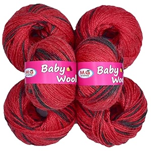 mg enterprise 100 acrylic wool red 10 pc baby wool 4 ply wool ball hand knitting woolart craft soft fingering crochet hook yarn needle knitting yarn thread dye s