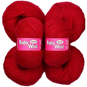 mg enterprise 100 acrylic wool red 8 pc baby wool 4 ply wool ball hand knitting woolart craft soft fingering crochet hook yarn-ra art-ea