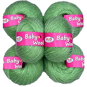 mg enterprises baby wool for knitting  apple green pack of 8  craft crochet yarn  needle thread for crafting  100 soft acrylic wool  soft fingering crochet flexible amp durable  25g each