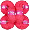 M.G ENTERPRISE 100% Acrylic Wool Candy Red 10 Pc Baby Wool 4 ply Wool Ball Hand Knitting Wool/Art Craft Soft Fingering Crochet Hook Yarn-UA Art-GJ