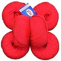 M.G ENTERPRISE 100% Acrylic Wool Candy Red 12 Pc Baby Wool 4 ply Wool Ball Hand Knitting Wool/Art Craft Soft Fingering Crochet Hook Yarn-UA Art-GJ