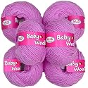 M.G ENTERPRISE 100% Acrylic Wool Purple (Pack of 6) Baby Wool Wool Ball Hand Knitting Wool/Art Craft Soft Fingering Crochet Hook Yarn, Needle Knitting Yarn Thread Dyed … Y