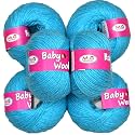 M.G Enterprise 100% Acrylic Wool Blue (16 pc) Baby Wool 4 ply Wool Ball Hand Knitting Wool/Art Craft Soft Fingering Crochet Hook Yarn, Needle Knitting Yarn Thread Dyed
