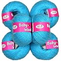 M.G ENTERPRISE 100% Acrylic Wool Blue (6 pc) Baby Soft 4 ply Wool Ball Hand Knitting Wool/Art Craft Soft Fingering Crochet Hook Yarn, Needle Knitting Yarn Thread Dyed, Multi (Baby Soft Blue - 6 pc)