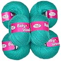 M.G Enterprise 100% Acrylic Wool Teal (Pack of 14) Baby Wool Wool Ball Hand Knitting Wool/Art Craft Soft Fingering Crochet Hook Yarn, Needle Knitting Yarn Thread Dyed … A