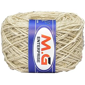 mg enterprise 3 plytwisted macrame jute corddori thread 50 meters 3mm for macrame diy craft workplant hanger ropes etc-i
