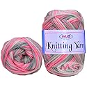 M.G Enterprise Varsha Pink GreyKnitting Yarn 300 Soft Crochet Yarn for Handmade DIY Art &amp; Craft Projects