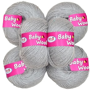 mg enterprise 100 acrylic wool steel grey pack of 14 baby wool wool ball hand knitting woolart craft soft fingering crochet hook yarn needle knitting yarn thread dyed  e