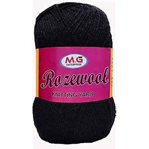 mg enterprise rosewool black 200 gms wool ball hand knitting woolart craft soft fingering crochet hook yarn needle knitting yarn thread dyed- art-fha