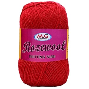 mg enterprise rosewool red 200 gms wool ball hand knitting woolart craft soft fingering crochet hook yarn needle knitting yarn thread dyed- art-gjj