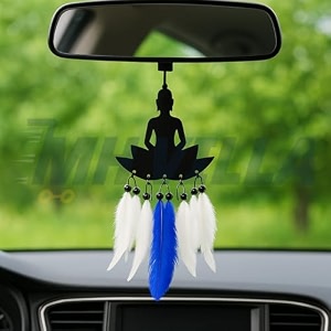m h villa buddha feather car hanging dream catcher for stylish car decoration items interior handmade boho charm car hanging accessories interior feathered ornament car mirror hanging gift