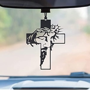 m h villa christine hanging dream catcher for car decoration items interior spiritual car hanging accessories interior charm elegant feather car mirror hanging ornament - crucifix cross