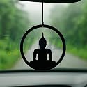 M H Villa New Buddha Car Hanging Dream Catcher for Stylish Car Decoration Items Interior, Handmade Boho Charm Car Hanging Accessories Interior, Feathered Ornament Car Mirror Hanging Gift