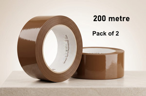 m j enterprises strong brown bopp tape 2 inch width x 40 meter length pack of 06 200 m single sided tape
