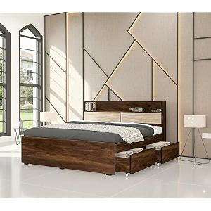 the mm furniture store hunter royal queen size bed with headboard and drawer storage 60 x 78 inches