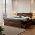 The MM Furniture store Hunter Prime Queen Size Bed with Headboard and Drawer Storage, 60 x 78 inches