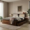 The M M Furniture Store Enigma King Size Bed with Headboard, Box Storage &amp; Optional Side Drawer Storage – 72x78