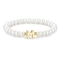 M MOOHAM Gifts for Girls Kids - 6 7 8 9 10 11 12 13 14 15 16 Year Old Girl Birthday Gifts Flower Girl Proposal Gift Initial Bracelets Pearl M Charm Bracelet Jewelry