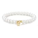 M MOOHAM Initial Bracelet for Women - Dainty Beaded Pearl Charm Bracelets for Women Trendy Charm Letter Initial J Personalized Pearl Jewelry Gifts