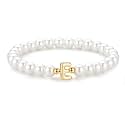 M MOOHAM Initial Bracelet for Women - Dainty Beaded Pearl Charm Bracelets for Women Trendy Charm Letter Initial E Personalized Pearl Jewelry Gifts