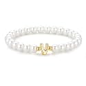 M MOOHAM Initial Bracelet for Women - Dainty Beaded Pearl Charm Bracelets for Women Trendy Charm Letter Initial V Personalized Pearl Jewelry Gifts