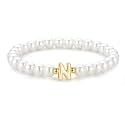 M MOOHAM Initial Bracelet for Women - Dainty Beaded Pearl Charm Bracelets for Women Trendy Charm Letter Initial N Personalized Pearl Jewelry Gifts