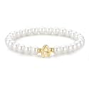 M MOOHAM Initial Bracelet for Women - Dainty Beaded Pearl Charm Bracelets for Women Trendy Charm Letter Initial A Personalized Pearl Jewelry Flower Girl Proposal Gifts