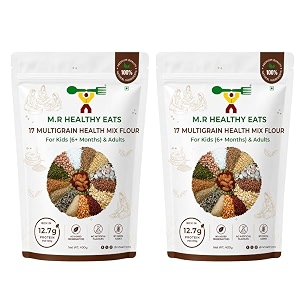 mr healthy eats 17 multigrain health mix flour for kids 6 months amp adults  no added sugar  no preservatives amp chemicals  high protein amp fibre  easy cook multigrain atta  400g pack of 2