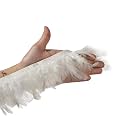 M S ZARIWALA Natural Dyed Feather Fur Lace - 3 Meter White Soft Border Trim for Dresses, Sarees, Dupattas, Lehengas, Costumes, Craft Projects and Apparel Decoration (3 Meter, White)