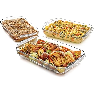 m t brothers 1000 ml glass baking dish borosilicate durable glass baking pan tray  microwave safe pack of 3