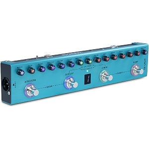 m-vave tank-g multi-effects guitar pedal 36 presets rechargeable battery delay reverb modulation preamp darkgreen