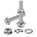 M10 x 25mm Flanged Hex Head Bolts, Nuts, Flat &amp; Lock Washers, 10Pcs 18-8 (304) Stainless Steel, Fully Threaded, by SG TZH