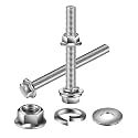 M10 x 35mm Flanged Hex Head Bolts, Nuts, Flat &amp; Lock Washers, 10Pcs 18-8 (304) Stainless Steel, Fully Threaded, by SG TZH