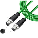 M12 4-Pin D-Code Male to Male Ethernet Cable, Green PVC Industrial Profinet Cable for Baumer Omron Sick Encoders, Sensors, Cameras, and Network Hosts