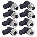 M12 4 Pin Male &amp; Female Right Angle Socket Panel Aviation Wire Connector,12mm Industrial Circular Connector, Outdoor Waterproof IP67,4 Sets
