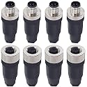 M12 4 Pin Male &amp; Female Socket Panel Aviation Wire Connector,12mm Industrial Circular Connector,Outdoor Waterproof IP67,4 Sets