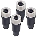 M12 5-Pin Female Circular Aviation Connector Plug 12mm Waterproof Circular Aviation Connector Plug Adapter 4 Pack