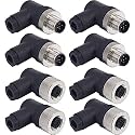 M12 5 Pin Male &amp; Female Right Angle Socket Panel Aviation Wire Connector,12mm Industrial Circular Connector,Outdoor Waterproof IP67,4 Sets