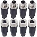 M12 5 Pin Male &amp; Female Socket Panel Aviation Wire Connector,12mm Industrial Circular Connector, Outdoor Waterproof IP67,4 Sets
