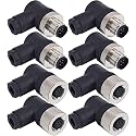 M12 8 Pin Male & Female Right Angle Socket Panel Aviation Wire Connector,12mm Industrial Circular Connector,Outdoor Waterproof IP67,4 Sets