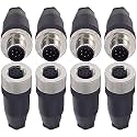 M12 8 Pin Male & Female Socket Panel Aviation Wire Connector,12mm Industrial Circular Connector, Outdoor Waterproof IP67,4 Sets