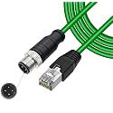 M12 to RJ45 Industrial Ethernet Cable – M12 4-Pin D-Code Male to RJ45 Male Shielded Cable Assembly for Automation Systems &amp; Industrial Networking