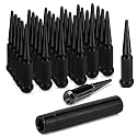 M12x1.5 Spike Lug Nuts, Set of 24 Black Spline Spiked Lug Nut with Key for Dodge Ram 1500, Toyota Tundra, Chevrolet Tahoe 2000-2024, Ram 2500 1994-2024, 12x1.5 Acorn Solid Metal Truck LugNut