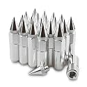 M12X1.5 Spiked Nuts for Rims Aluminum Extended Tuner Lug Nuts 20PCS 60MM (Silver)