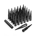 M14x1.5 Spike Lug Nuts, 32PCS 14mmx1.5 Spike Lug Nuts Wheel Accessories with 1 Socket Key, Compatible with F-ord F-250 F-350 G-MC Sierra 2500 Sierra 3500 Ram 2500 Ram 3500