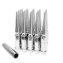 M14x2 Spike Lug Nuts with 1 Socket Key, Hunting Horse 20 Pack 6" Length Cone Bulge Seat Closed End M14X2 Chrome Lug Nuts